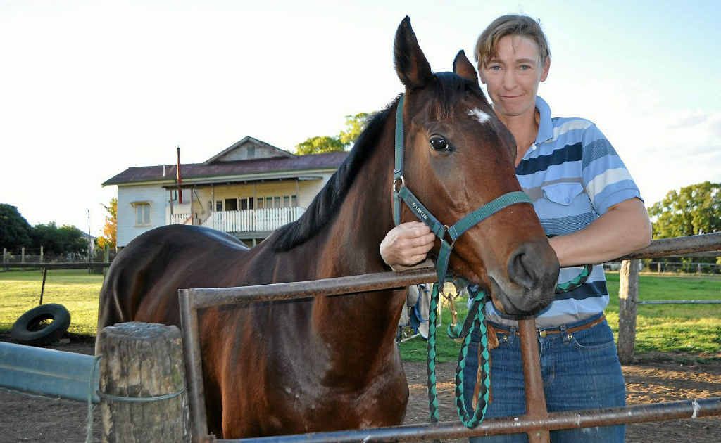 NO Hoops has only been racing for a short while and will be taking to the race track at the Warwick Picnic Races today with the support of her strapper and co-owner Naomi Tuckwell. NO Hoops has only been racing for a short while and will be taking to the race track at the Warwick Picnic Races today with the support of her strapper and co-owner Naomi Tuckwell.
